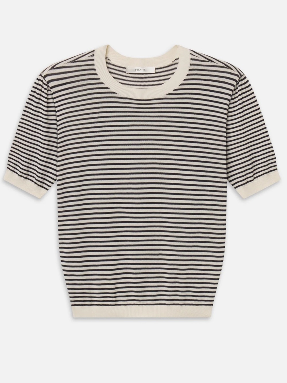 Frame The Striped Gathered Sweater in Cream Multi